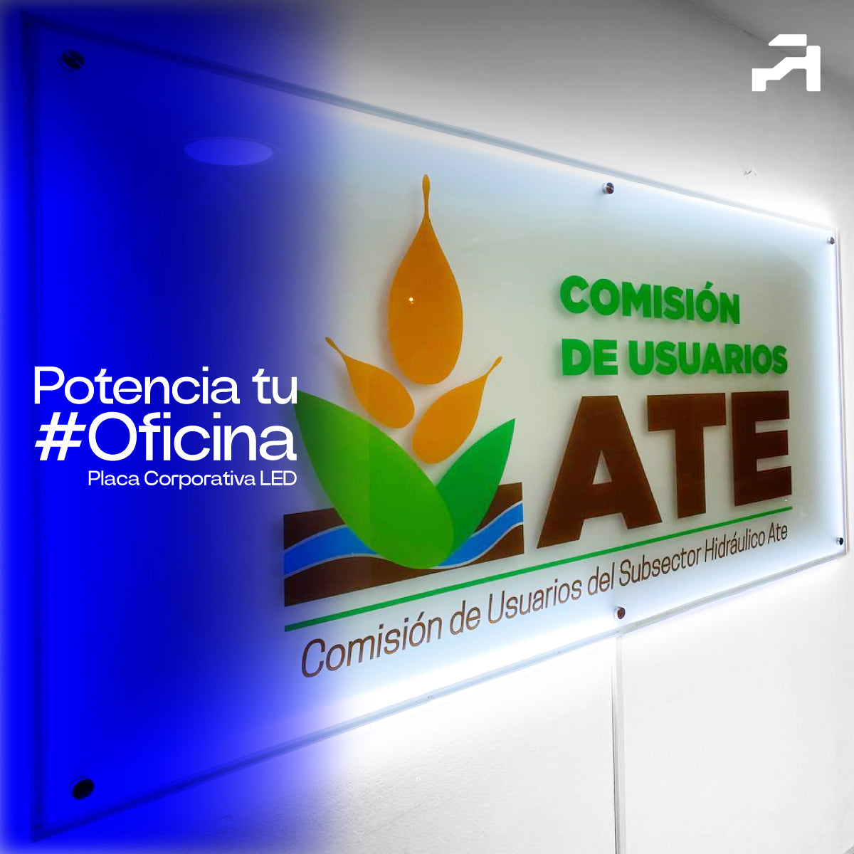 Placa Corporativa LED Cristal Templado 2.00 x 1.00 Instalación Gratis